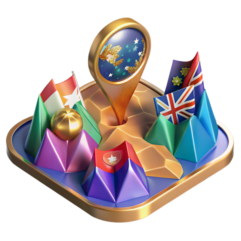 beautiful artistic Colorful Map with Country Flags Transparent Background genuine png