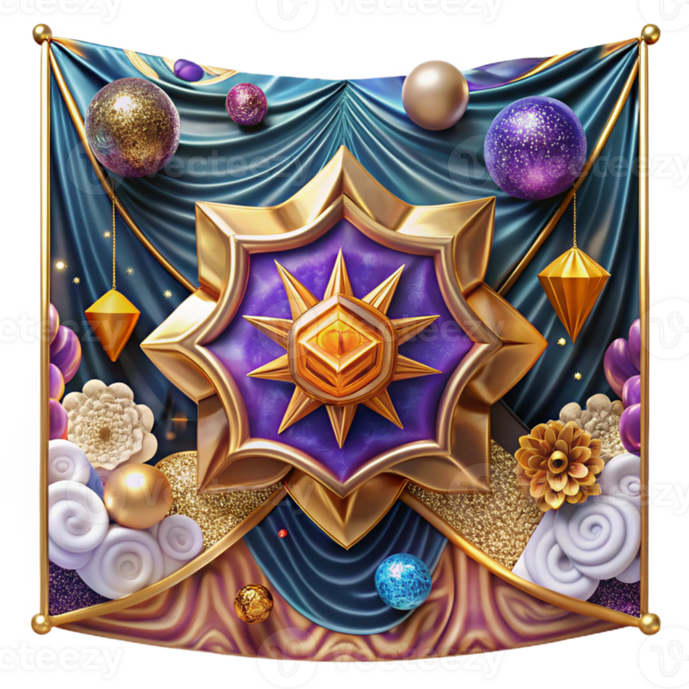 dramatic classic Colorful Tapestry with Geometric and Floral Design Cutout png