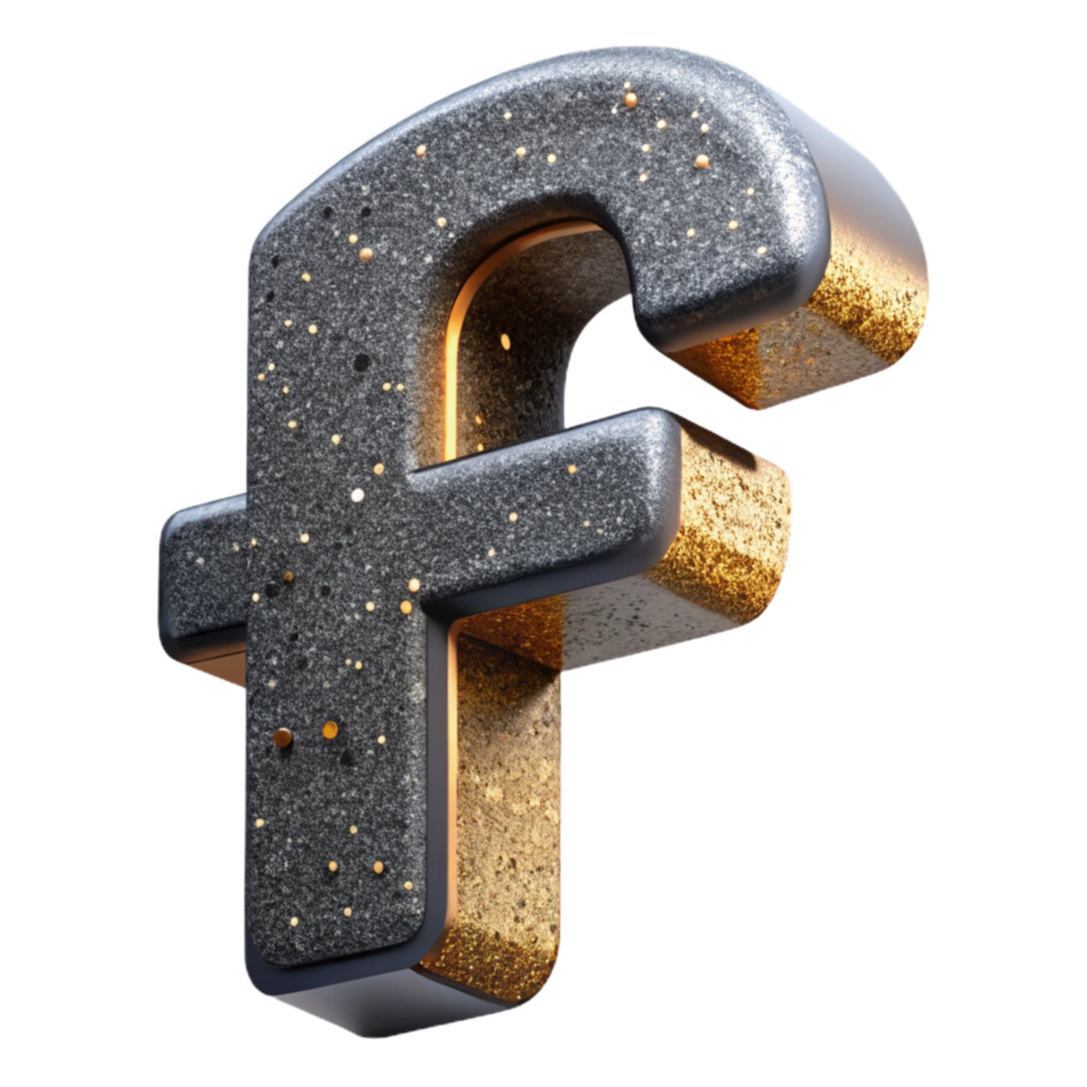 elegant abstract Concrete Texture Font Letter F Cutout Transparent Background high resolution png