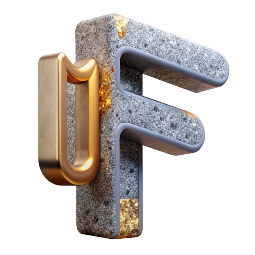 wonderful minimalist Concrete Texture Font Letter F Cutout Transparent Background detailed png
