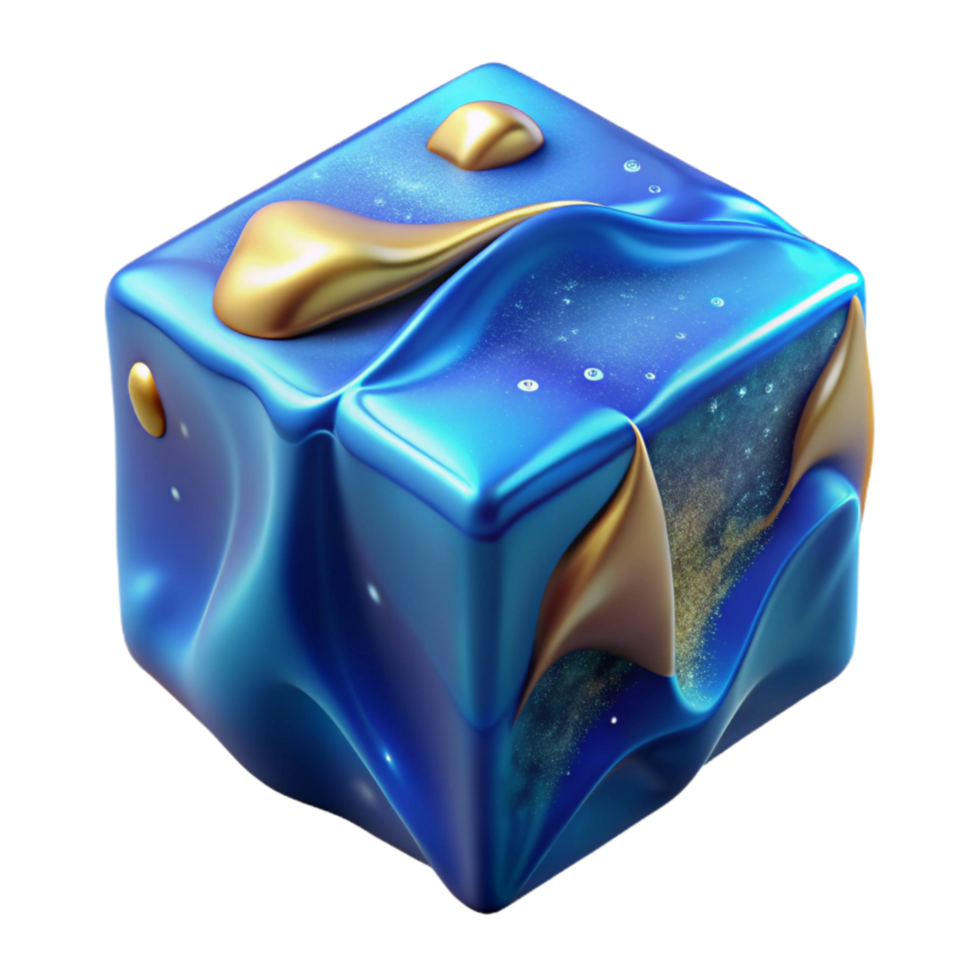 serene traditional Cool Blue Ice Cube Cutout with Melting Effect original png