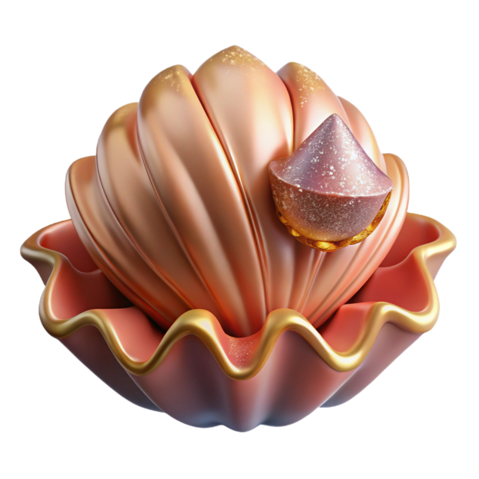 dramatic modern Coral Pink Seashell Isolated on Transparent Background detailed png