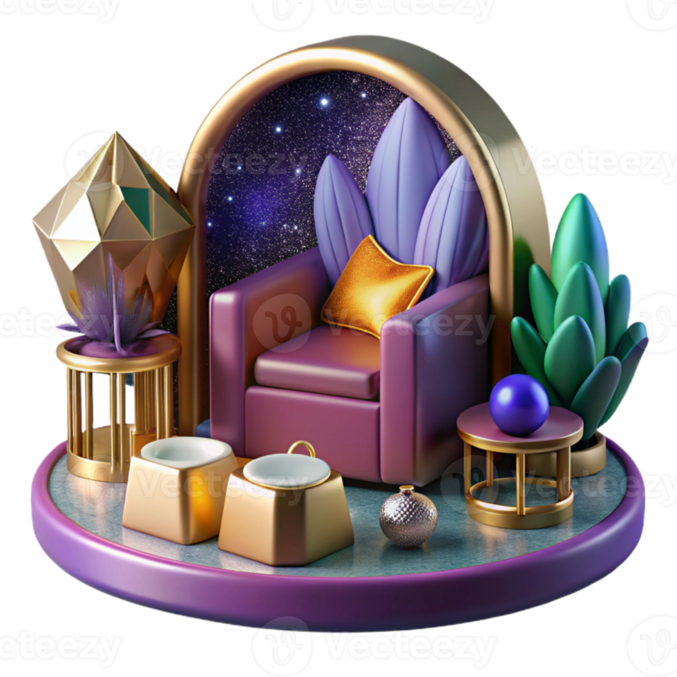 wonderful classic Cubist Inspired Furniture Design Cutout with Bold Colors genuine png