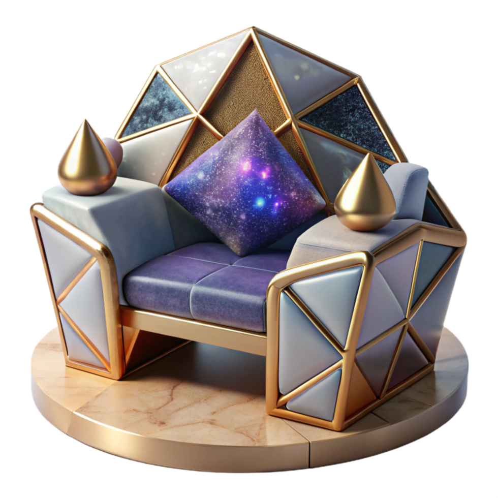 impressive rustic Cubist Inspired Furniture Design Cutout with Bold Colors detailed png