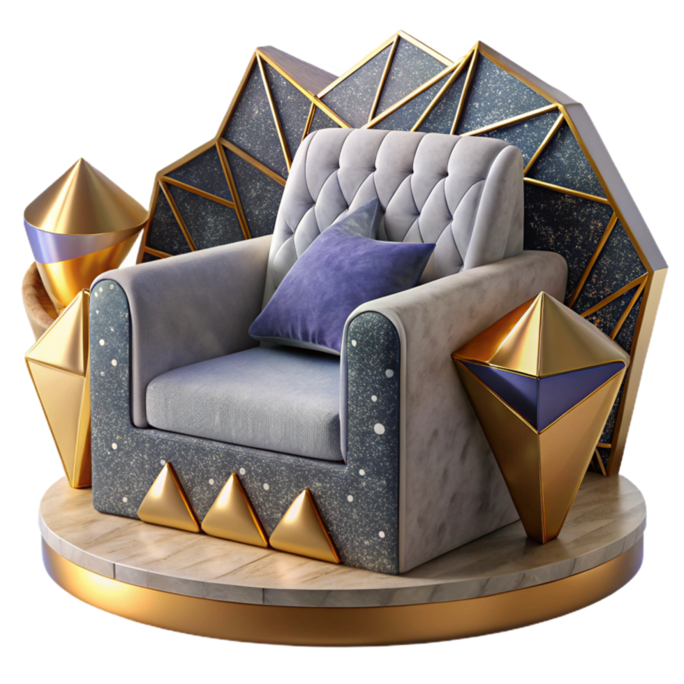 stunning modern Cubist Inspired Furniture Design Cutout with Bold Colors detailed png