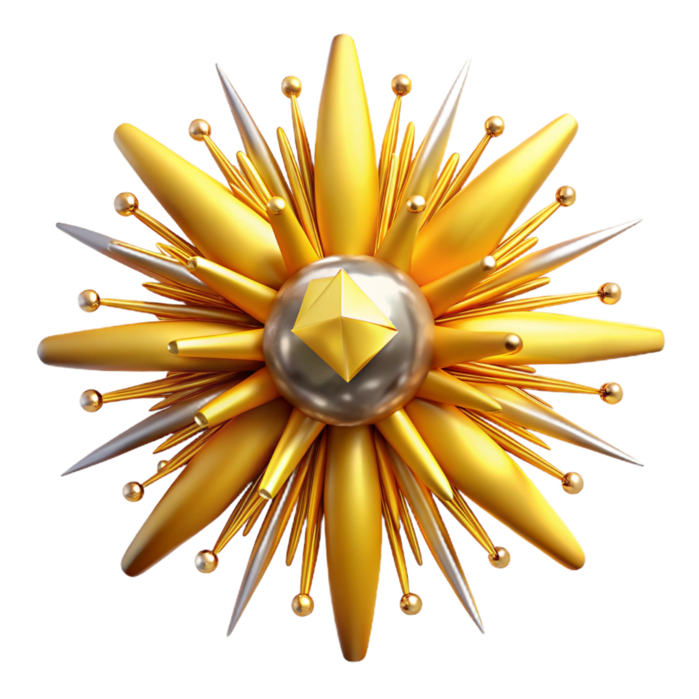 beautiful classic Dandelion Yellow Sunburst Isolated Element detailed png