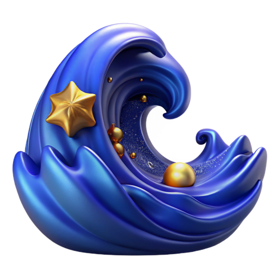 vibrant vintage Deep Blue Ocean Wave Crest Isolated high quality png