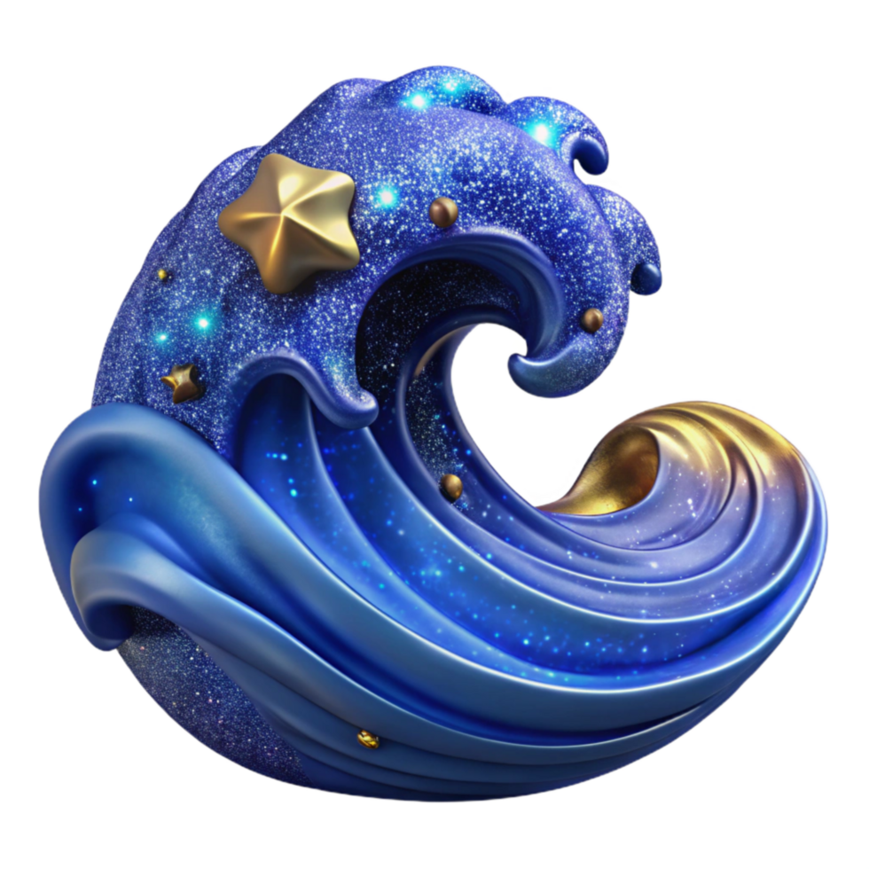 impressive minimalist Deep Blue Ocean Wave Crest Isolated detailed png