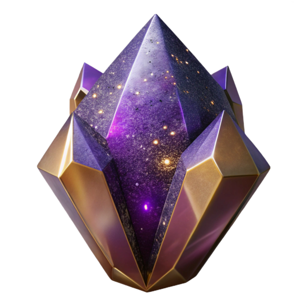 impressive vintage Deep Purple Amethyst Crystal Isolated detailed png
