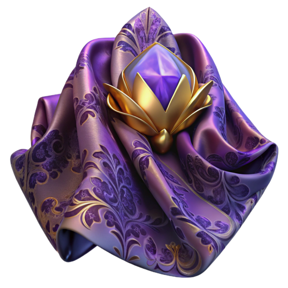 elegant minimalist Delicate Damask Pattern on Purple Textile Transparent Background authentic png