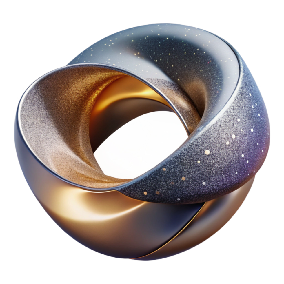 elegant creative D Mobius Strip with Silver Sheen Cutout Element original png