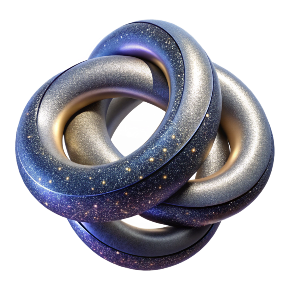 impressive rustic D Torus Knot with Silver Finish Cutout Element png