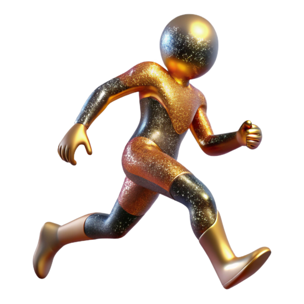 dramatic modern Dynamic Perspective Running Figure Isolated Cutout high resolution png
