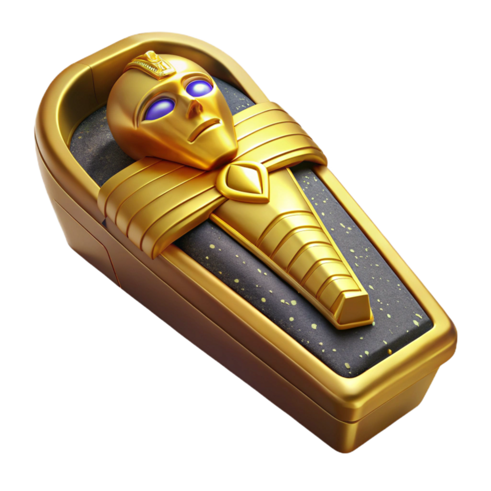 impressive rustic Egyptian Mummy Sarcophagus Gold Cutout high resolution png