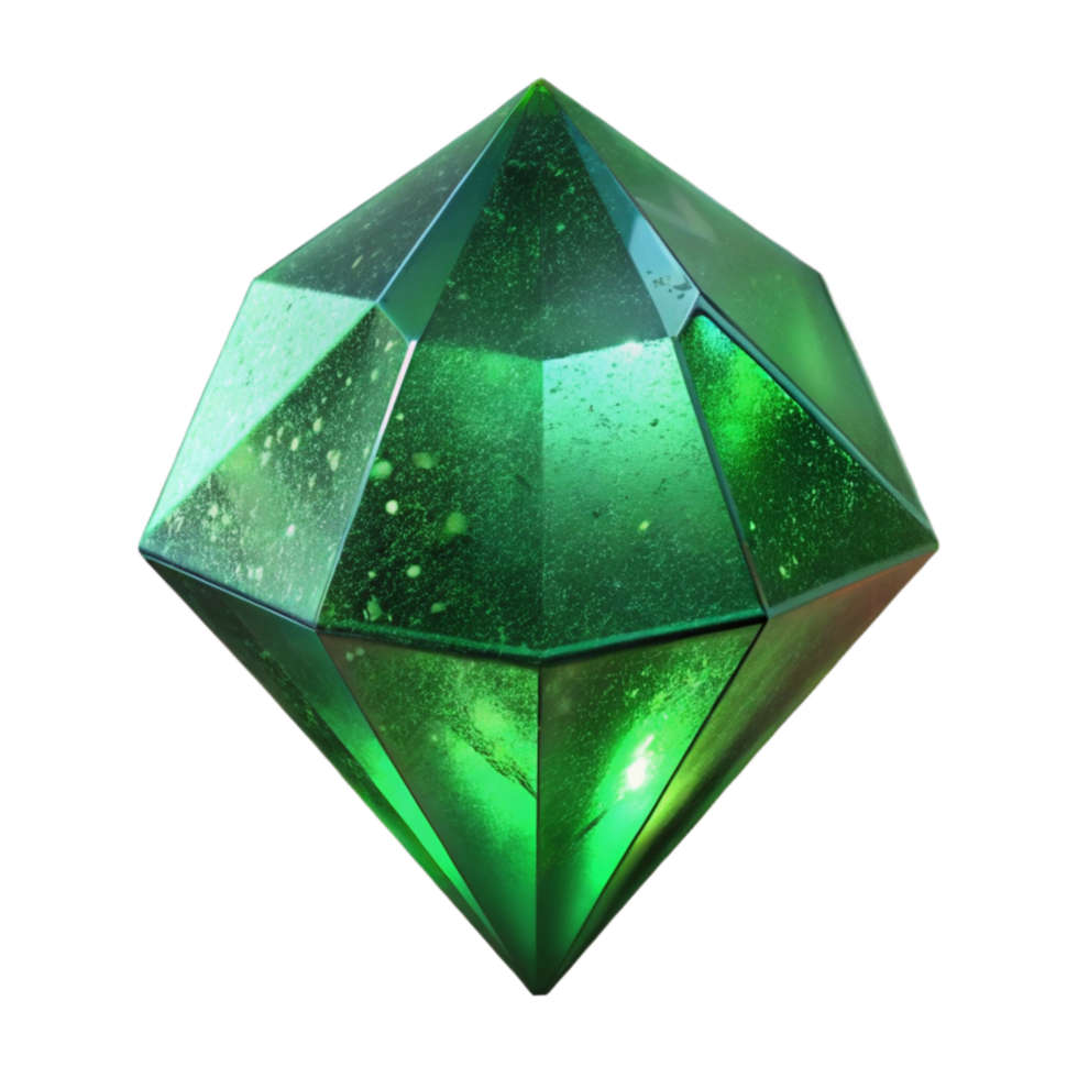 serene traditional Emerald Green Gemstone Isolated on Transparent Background detailed png