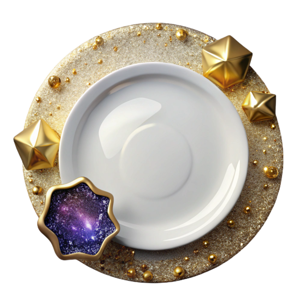 impressive artistic Empty White Plate Top View Transparent Background high quality png
