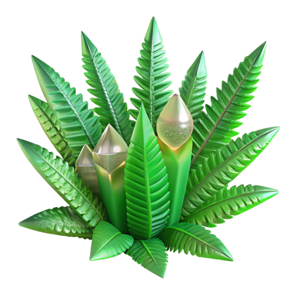 beautiful vintage Fern Fractal Design Green Cutout Transparent Background png