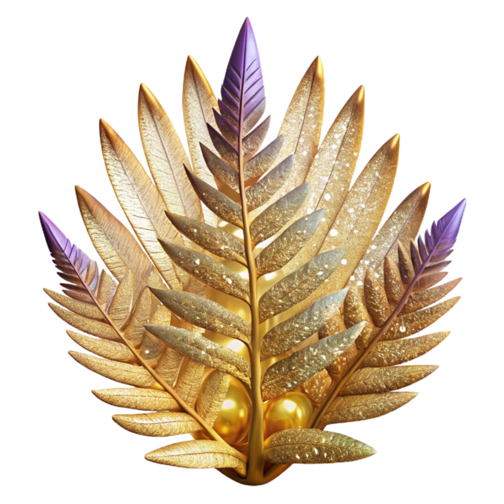 vibrant creative Fern Frond Perfect Symmetry Isolated on Transparent Background high resolution png