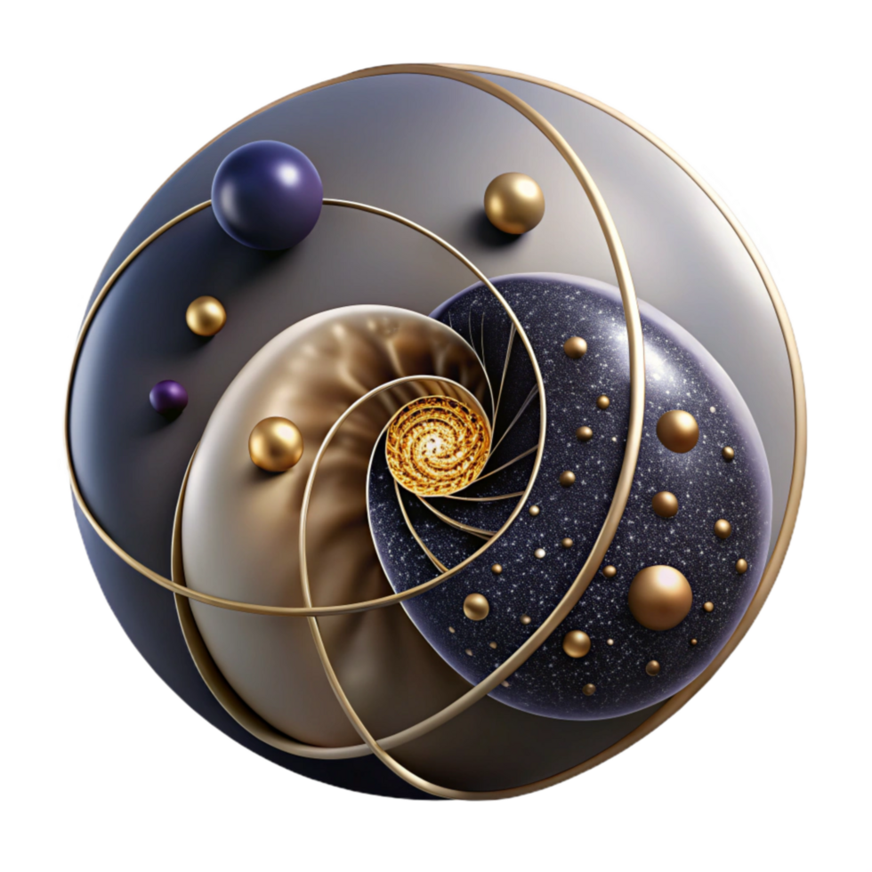 dramatic contemporary Fibonacci Sequence Visualization with Dots Cutout high resolution png