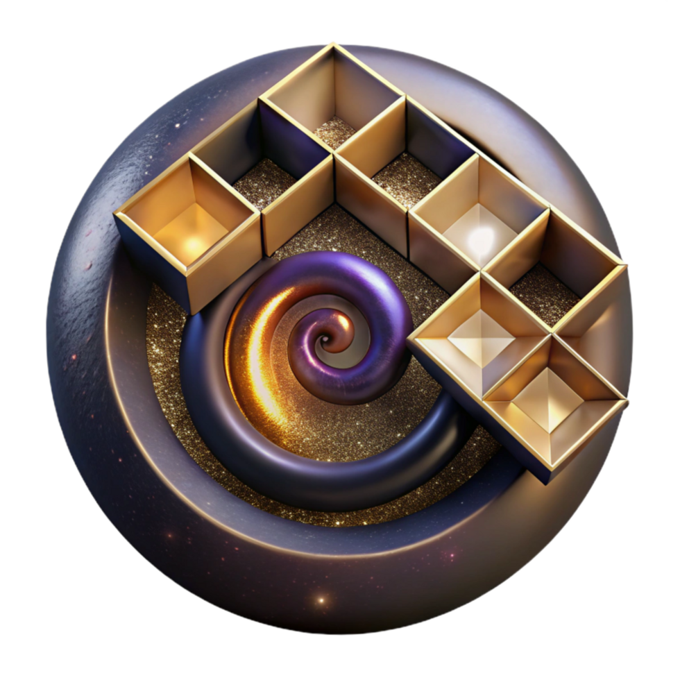 impressive creative Fibonacci Sequence Visualization with Dots Cutout genuine png