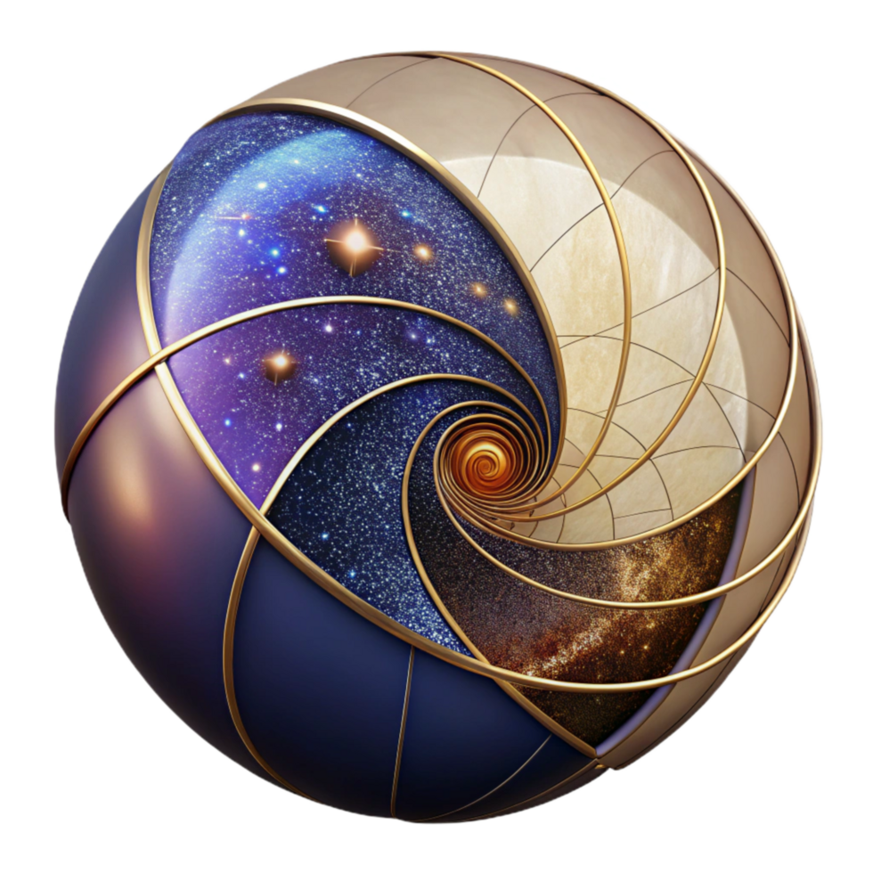 serene modern Fibonacci Sequence Visualization with Dots Cutout detailed png
