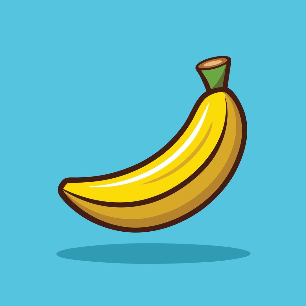 Cartoonish Icon Illustration of a Floating Banana Fruit vector