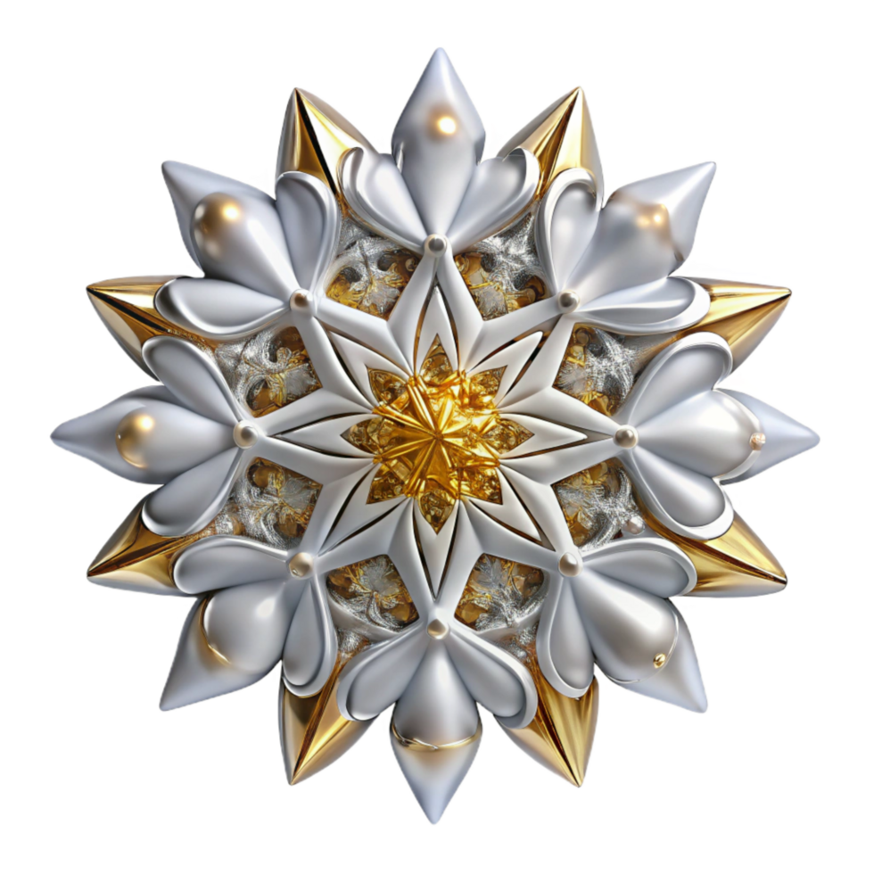 beautiful contemporary Fractal Snowflake Design White Isolated high resolution png