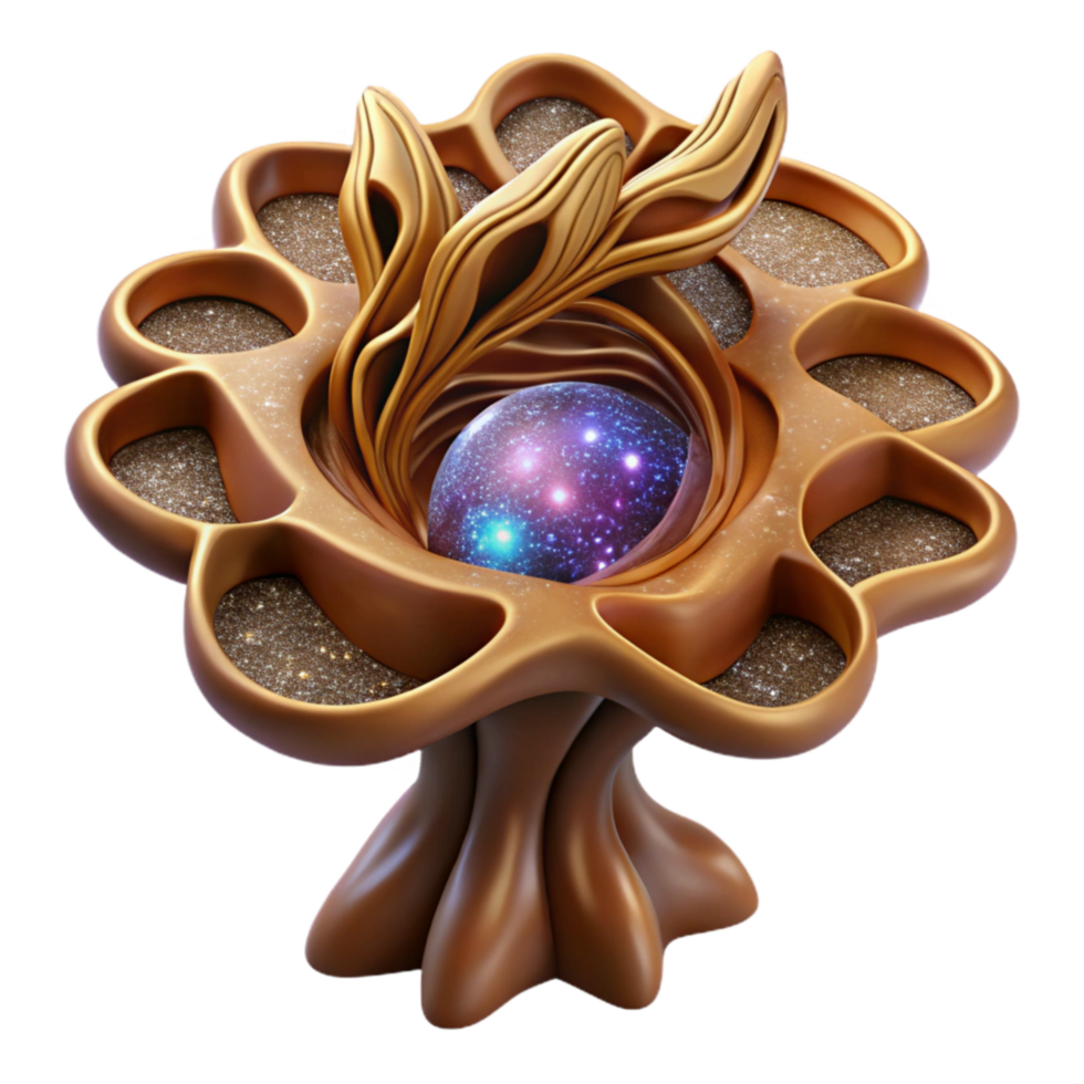 impressive artistic Fractal Tree Root Design Brown Cutout Top View authentic png