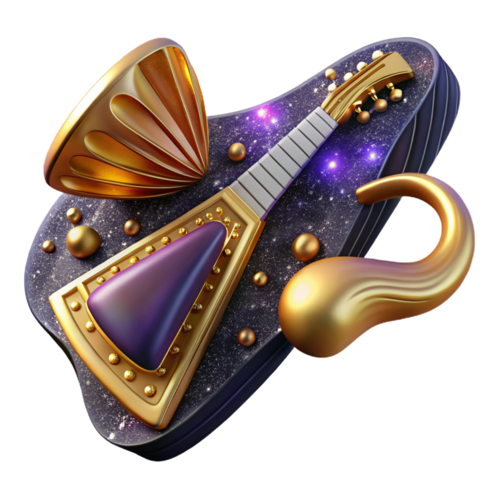 serene contemporary Fragmented Musical Instrument Isolated with Abstract Texture premium png