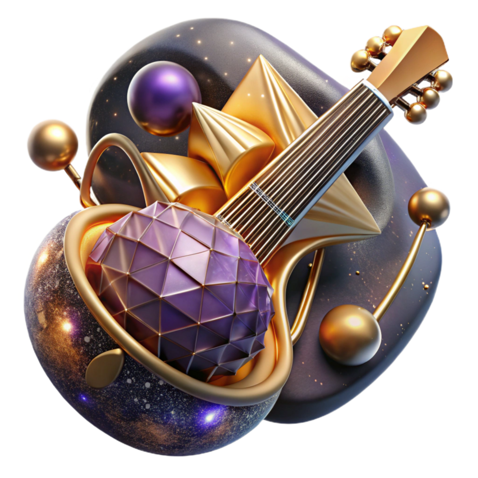 magnificent classic Fragmented Musical Instrument Isolated with Abstract Texture original png