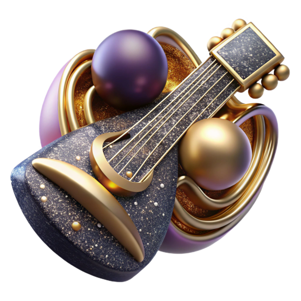 vibrant creative Fragmented Musical Instrument Isolated with Abstract Texture high quality png