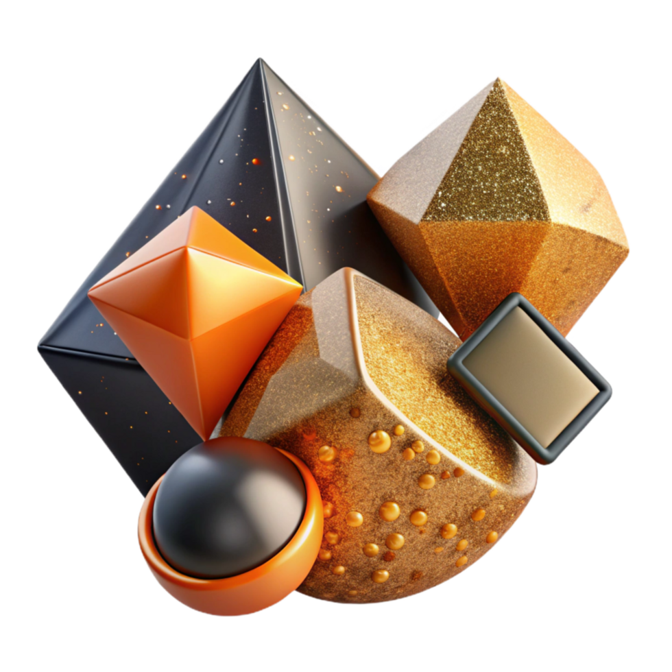 elegant modern Geometric Shapes with Orange Accents Transparent high resolution png