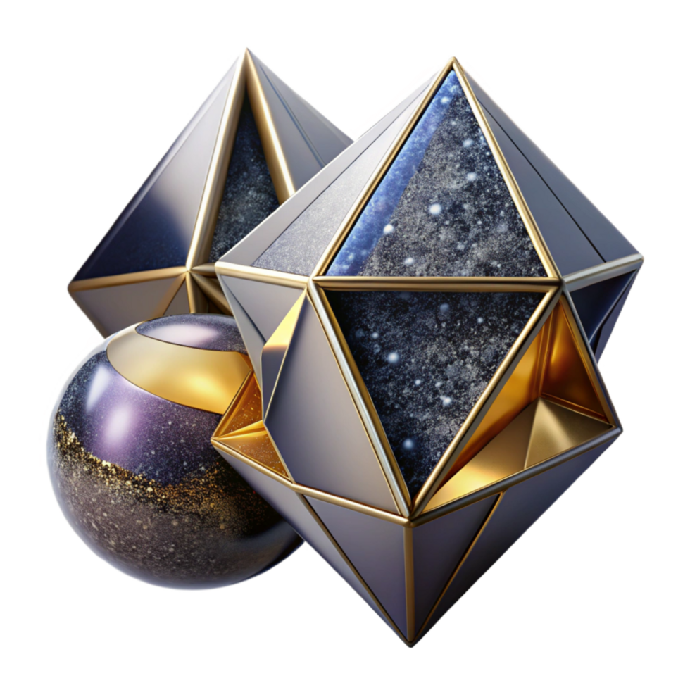 serene abstract Geometric Shapes with Perspective Effect Transparent professional png