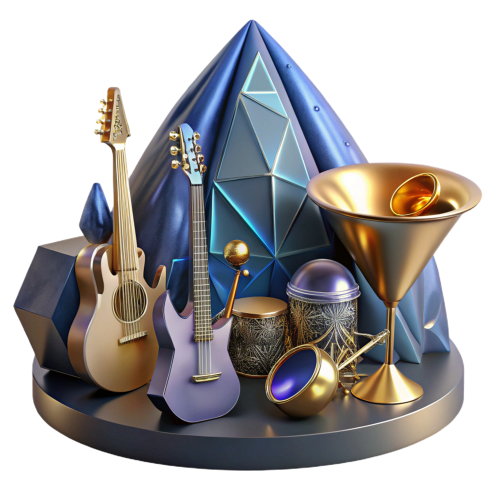 beautiful abstract Geometric Still Life with Instruments Isolated on White high quality png