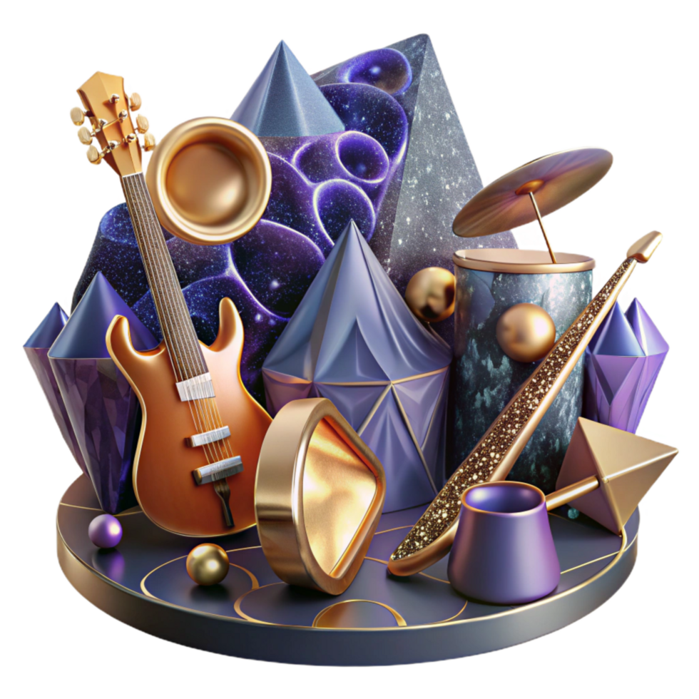 impressive abstract Geometric Still Life with Instruments Isolated on White high resolution png