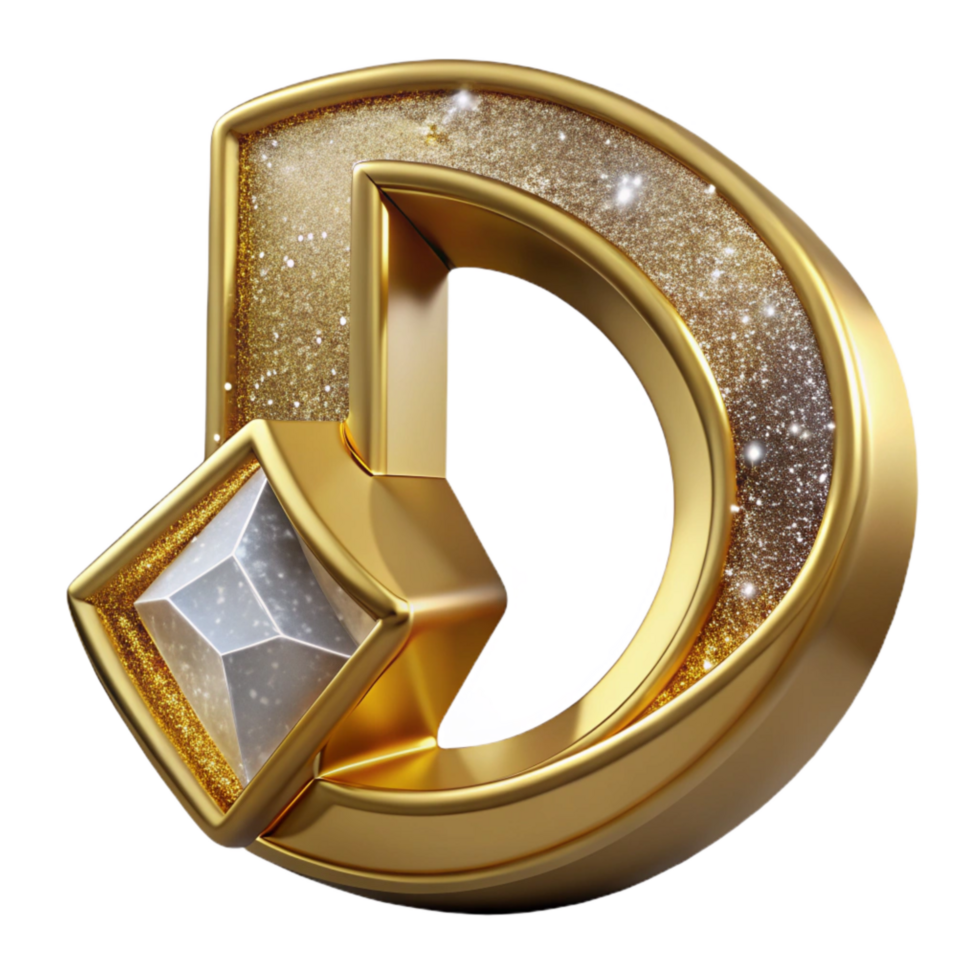 magnificent rustic Gold Calligraphy Initial D Transparent Background detailed png