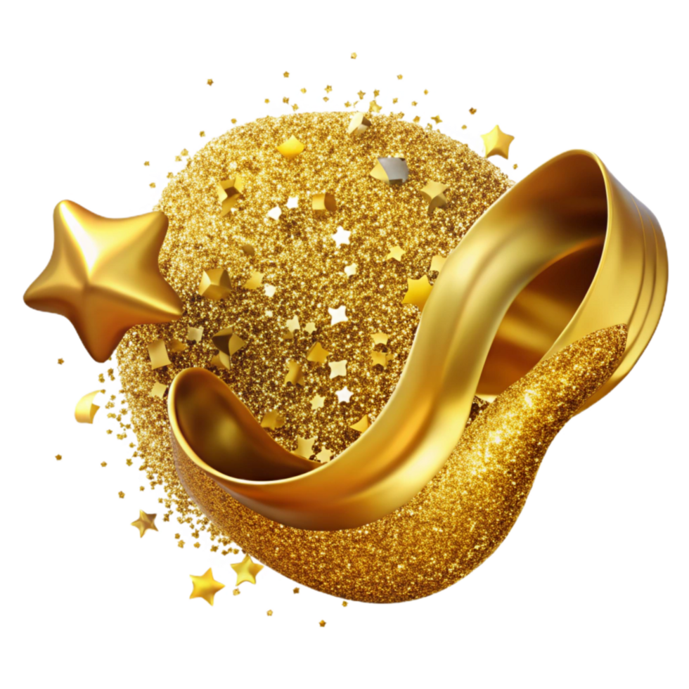 vibrant rustic Gold Glitter Confetti Isolated on Transparent Background authentic png