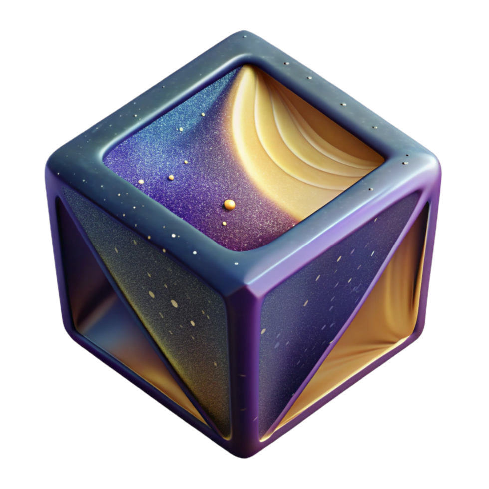 serene rustic Gradient Abstract Cube Shape Cutout genuine png