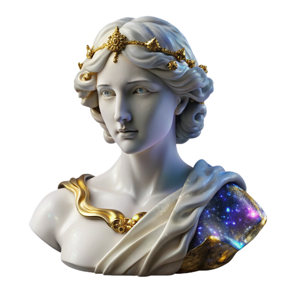 vibrant contemporary Greek Goddess Statue Sculpture White Cutout png
