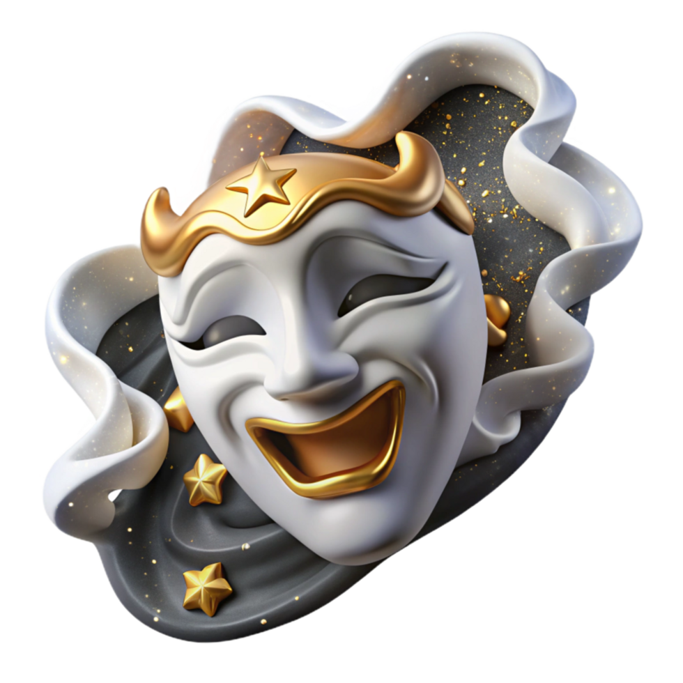 impressive traditional Greek Theater Mask Tragedy White Cutout exclusive png