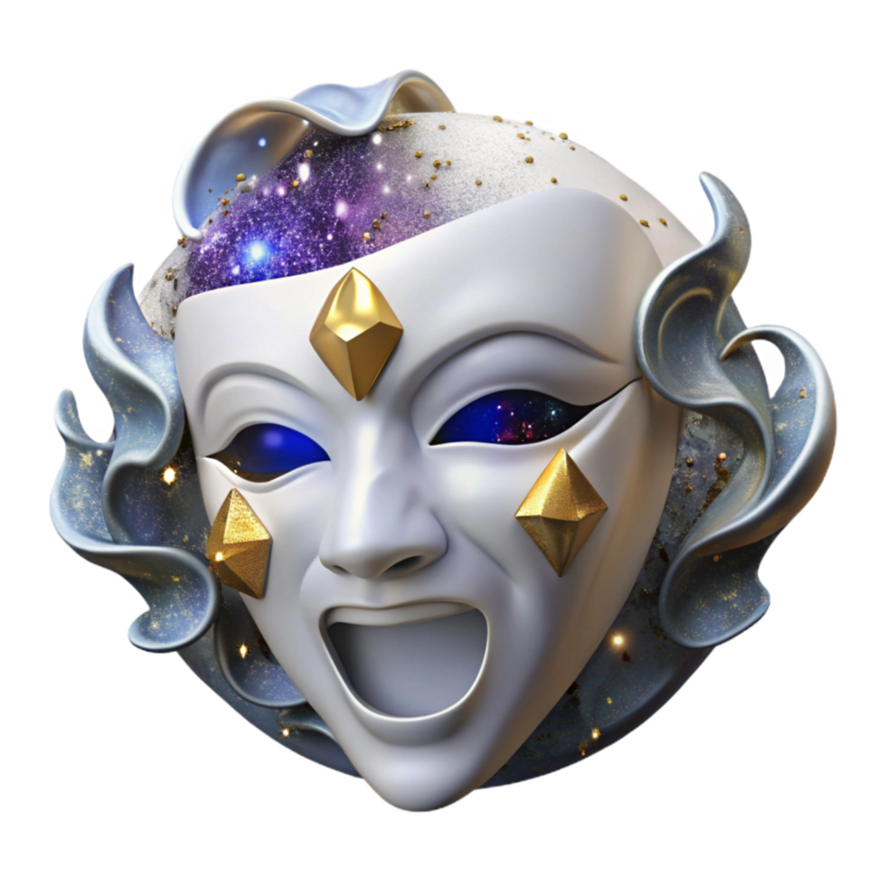 magnificent contemporary Greek Theater Mask Tragedy White Cutout exclusive png