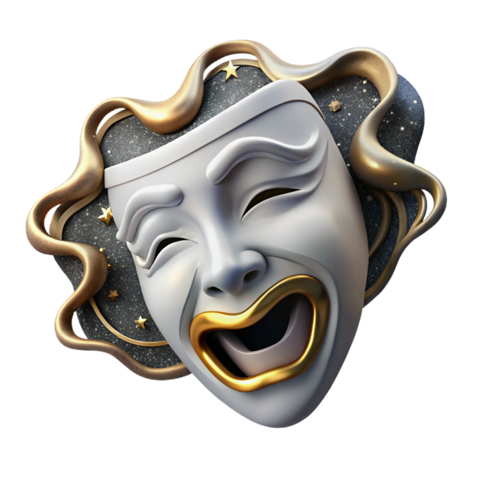 extraordinary minimalist Greek Theater Mask Tragedy White Cutout high resolution png