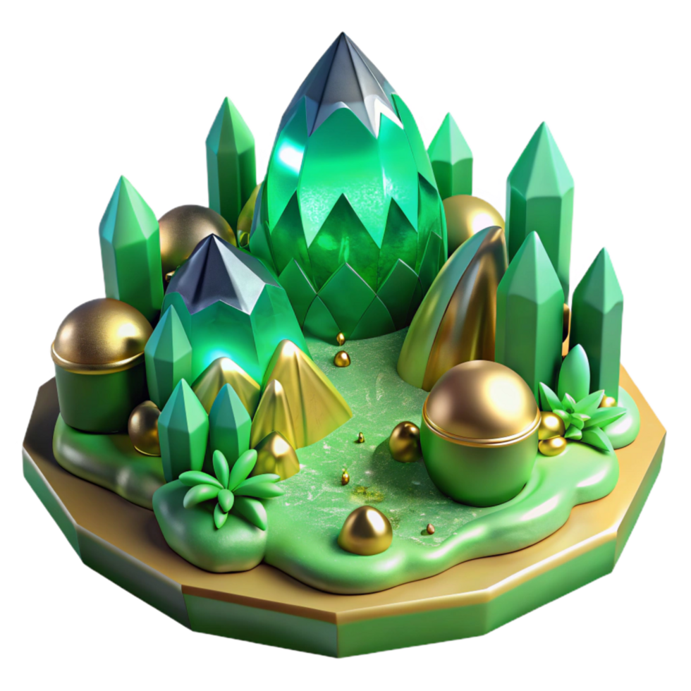 serene classic Green Landscape Fractal Design Isolated professional png