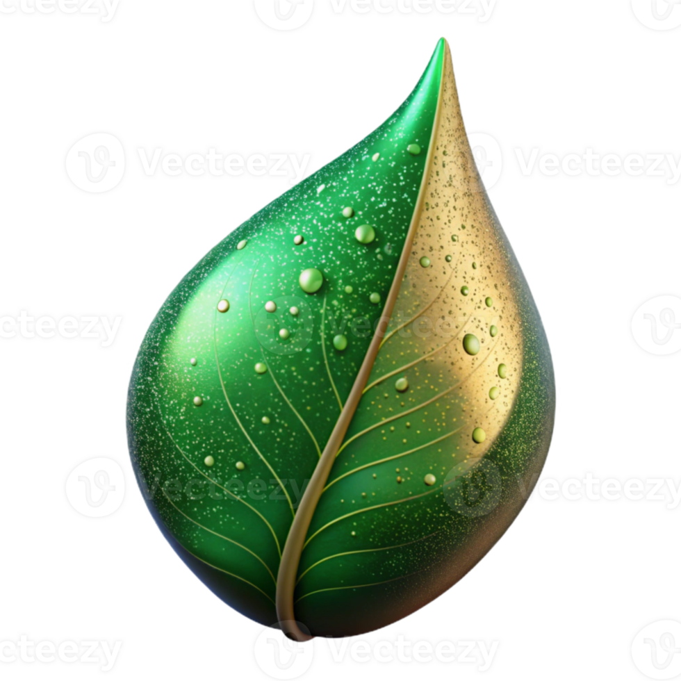 serene minimalist Green Leaf with Dewdrop Close Up Isolated high quality png