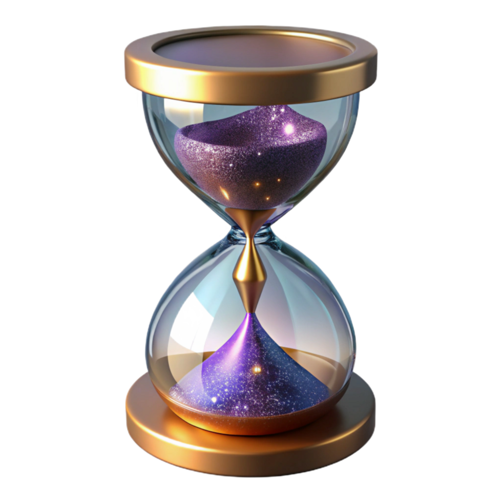 serene minimalist Hourglass Half Full Side View Transparent Background original png