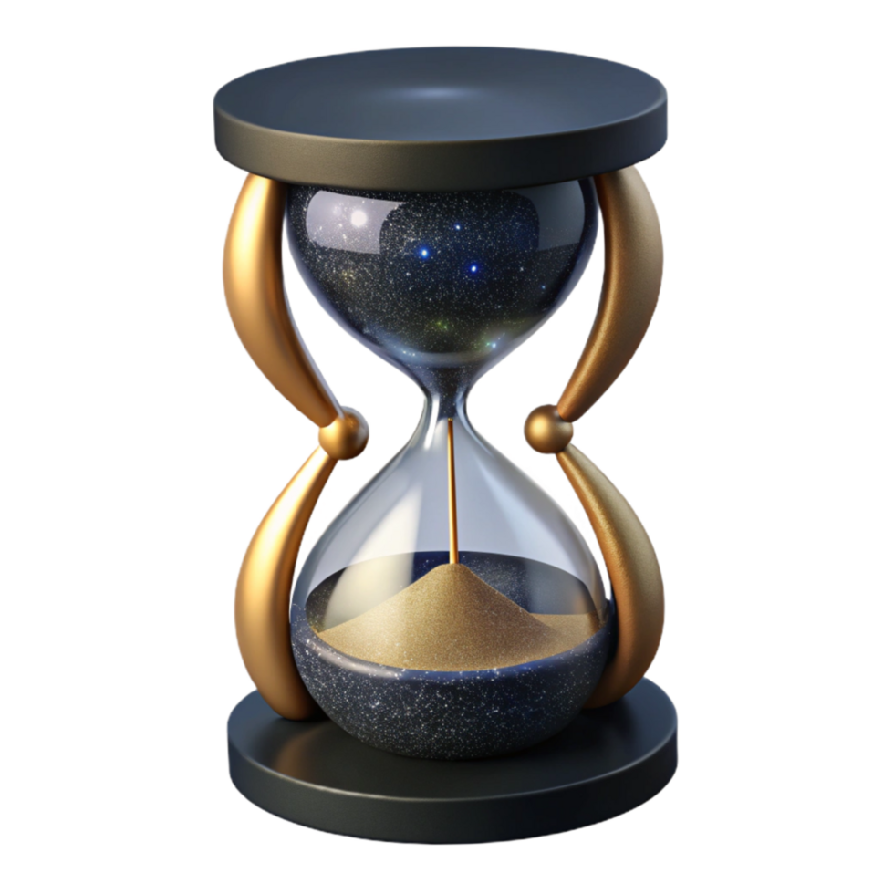 beautiful modern Hourglass with Black Sand Front View Cutout authentic png