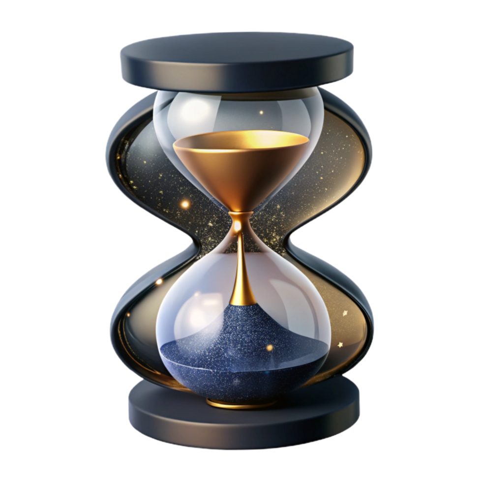wonderful modern Hourglass with Black Sand Front View Cutout genuine png