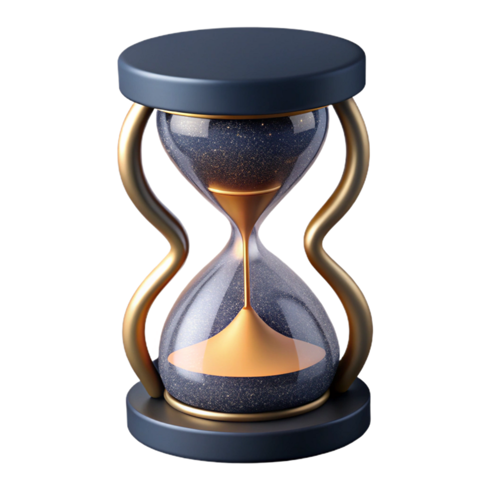 impressive rustic Hourglass with Black Sand Front View Cutout high quality png