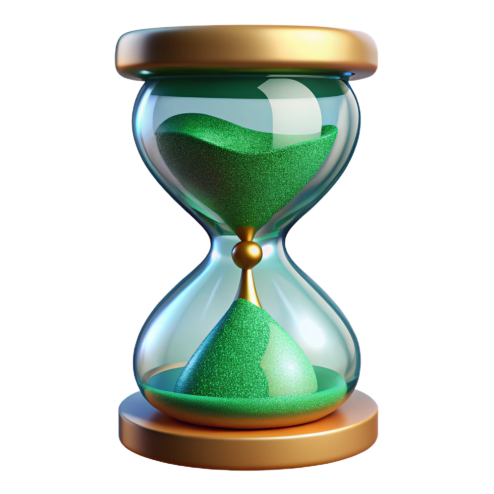 stunning modern Hourglass with Green Sand Front View Isolated Element original png