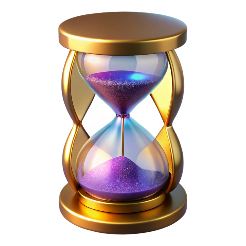 impressive traditional Hourglass with Colored Sand Front View Isolated Element high quality png